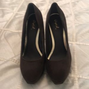 Brown suede wedges/heels